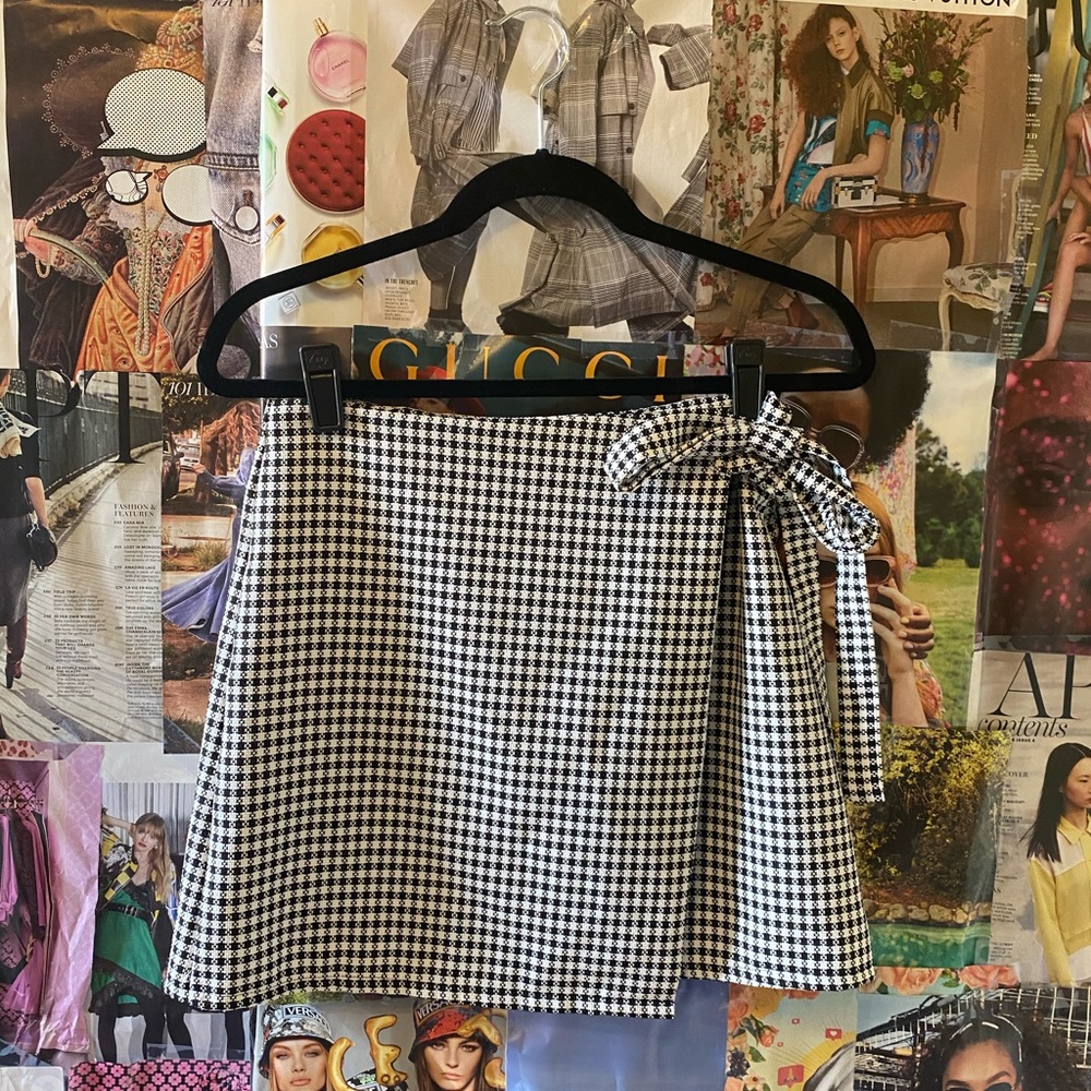 Boohoo Checkered Wrap Skirt
